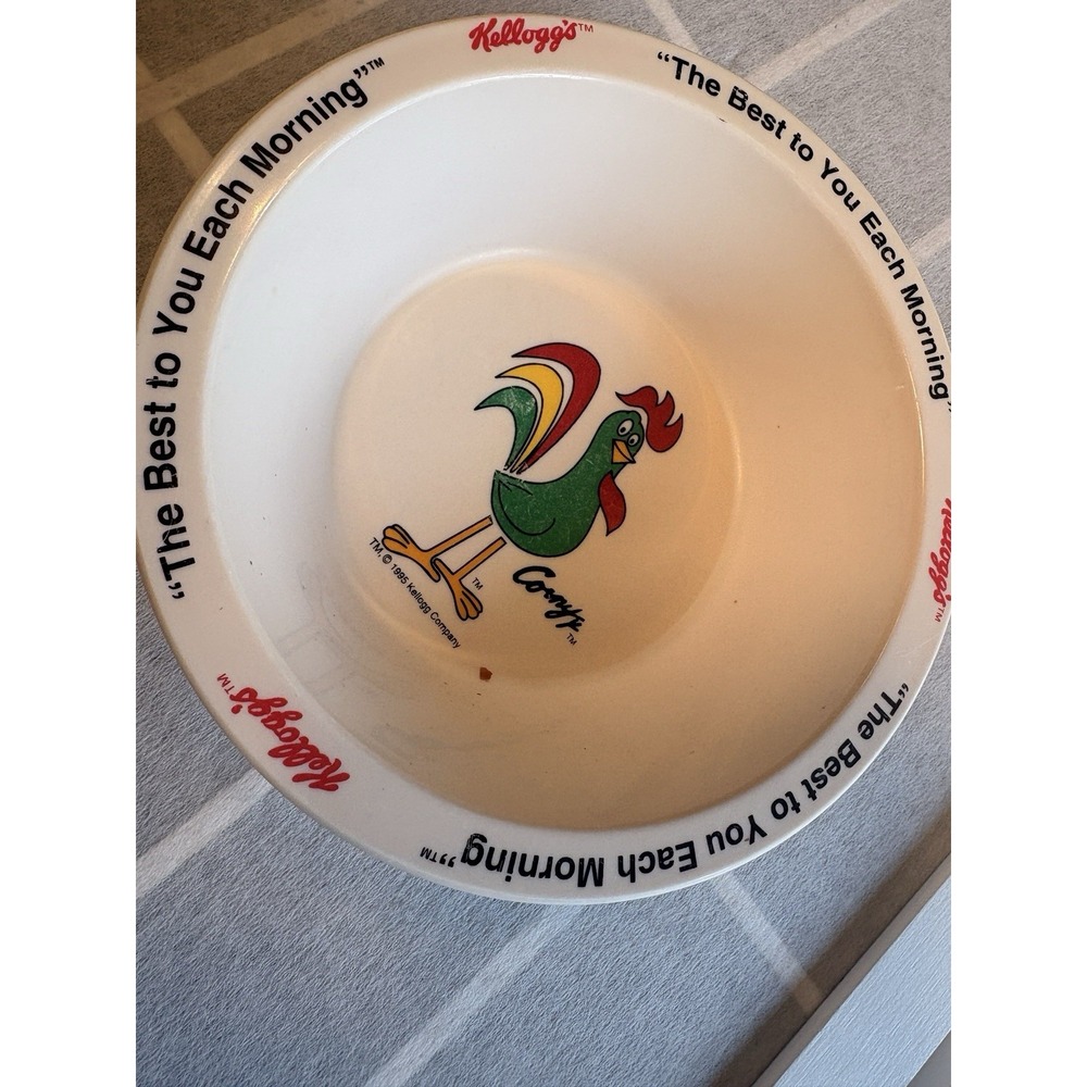 Vintage 1995 Kellogg's Cornelius Corny Rooster Plastic Cereal Bowl Nevins